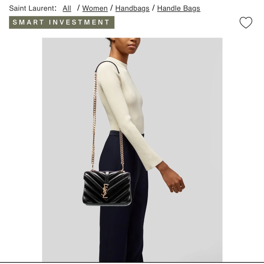 Authentic Yves Saint Laurent Medium College Bag with Gold Chain - Picture 7 of 8